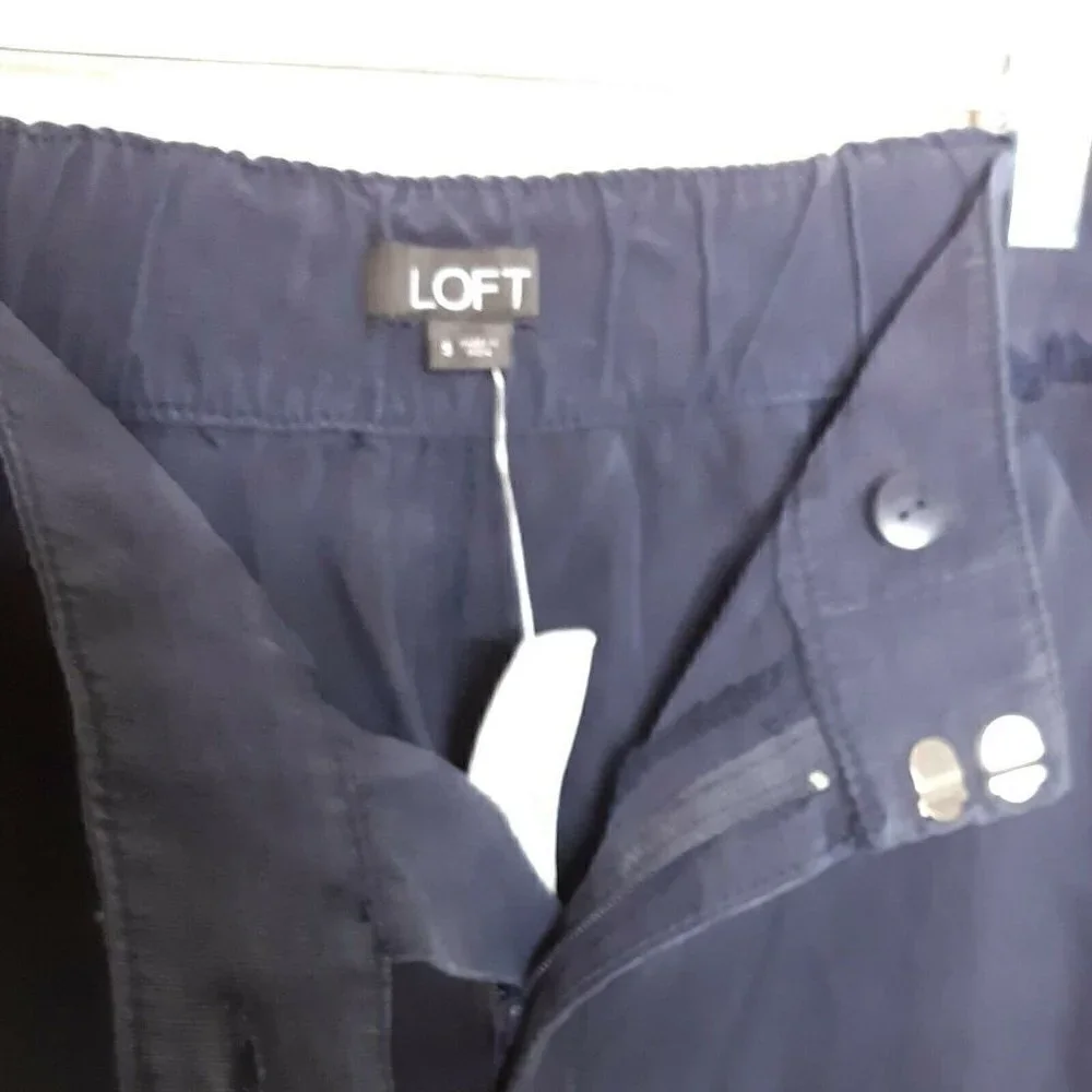 Loft Lyocel Linen Blend Navy NWT Raw Edge Pants - Picture 8 of 10